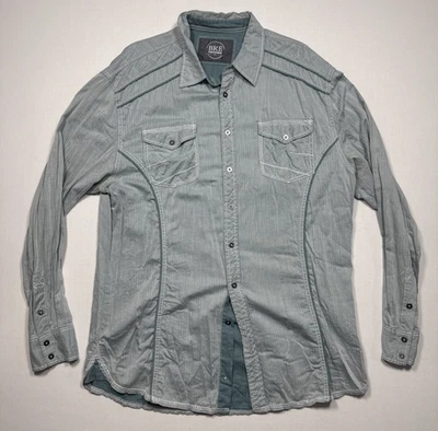 Camisa de bolso masculina BKE Athletic Fit XXL azul-petróleo botão LS Western 2XL - Imagem 1 de 4