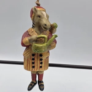 Vintage Elaine Voghelle Silvestri Esel Pferd Gärtner Ornament 5,5 Zoll  - Bild 1 von 5