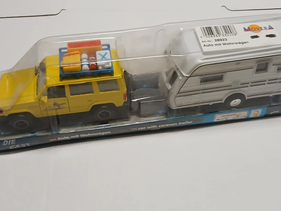 Modellauto Auto mit Wohnwagen Caravan trailer Happy People - Bild 1 von 4