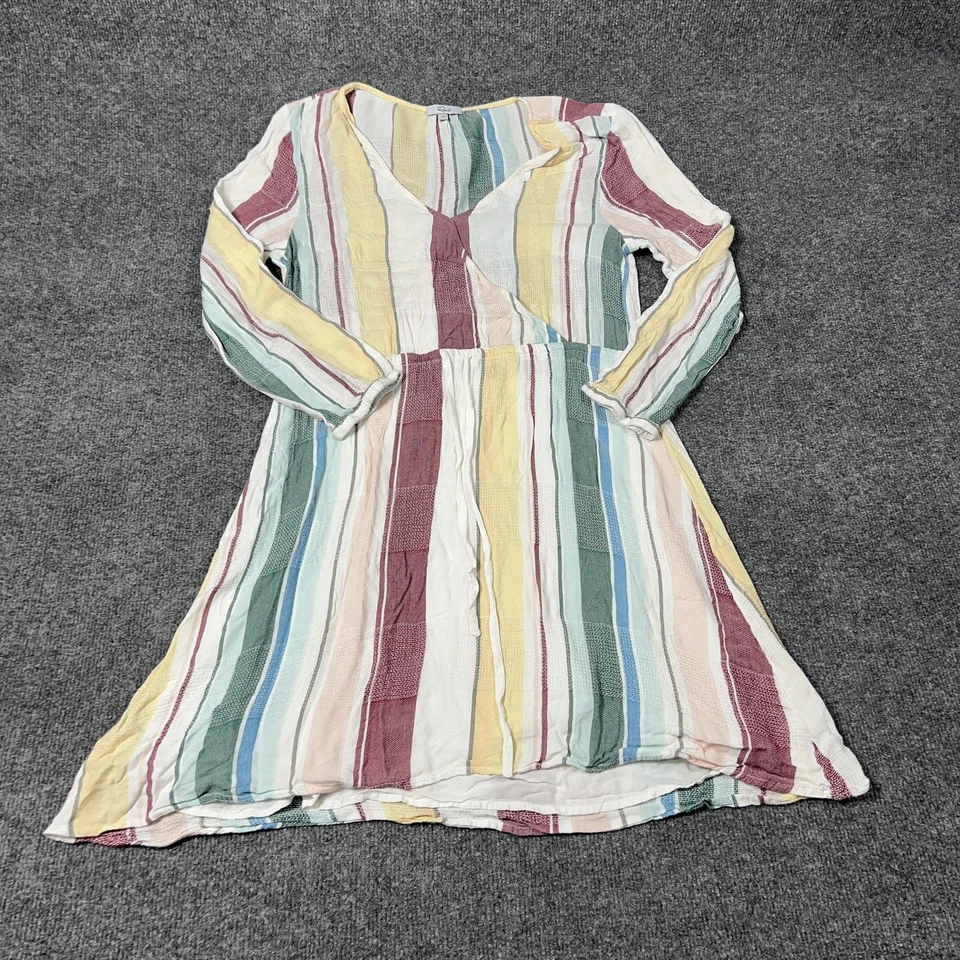 Rails платье женщин XS многоцветный длинным рукавом в полоску богемное галстук талии легкий - Изображение 1 из 4