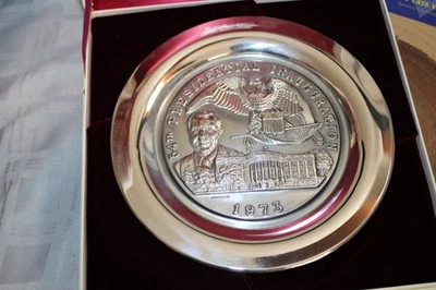 Placa de plata esterlina .925 President Nixon enchapada inauguración presidencial 1973 Foto 1 de 4