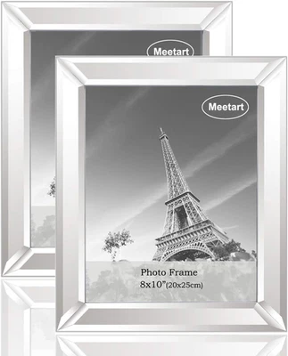 Silver Mirror Photo Frame 8X10 Inch 2 Piece per Set for Wall Hang or Tabletop Di - Image 1 of 4