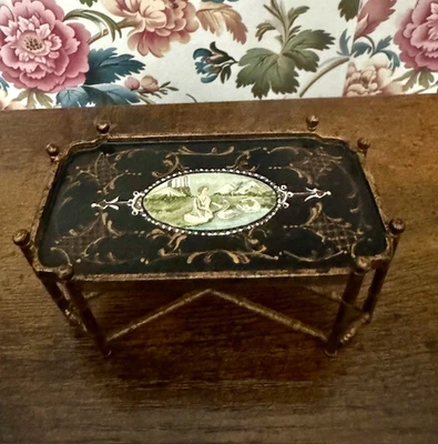 Vintage Bespaq Miniature Dollhouse Bamboo Accent Table Hand Painted – 1:12 Scale - Image 1 of 4