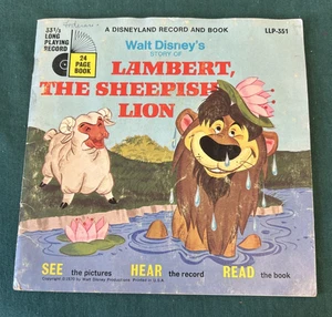 Vintage Walt Disney Lambert The Sheepish Lion See Hear Read Book w/ Record #351 - Picture 1 of 6