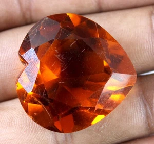 Certified Yellowish Orange Citrine 77 Ct Heart Gemstone T9048 New Year Discount - Picture 1 of 7