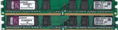 2GB 2x1GB KINGSTON KTL2975C6/1G DDR2-800 PC2-6400 DESKTOP RAM KIT LOW PROFILE - Image 1 of 2