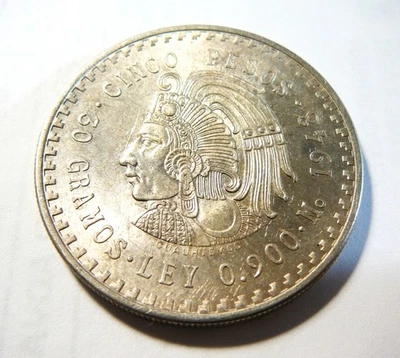 México 1948 5 pesos de plata sin circular Cuauhtémoc Foto 1 de 2