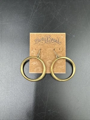 New! Lucky Brand! Circle Loop Earrings Women Jewelry Gift Gold Colored - Image 1 of 4