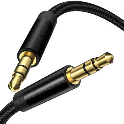 3.5mm AUX Stereo Audio Cable Nylon Braided 1m Male to Male Jack Adapter Car Lead - Image 1 of 4