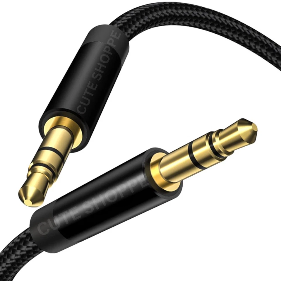 3.5mm AUX Stereo Audio Cable Nylon Braided 1m Male to Male Jack Adapter Car Lead - Image 1 of 4