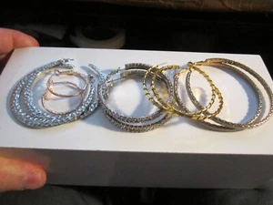 5 PAIRS OF HOOP EARRINGS - ALL METAL - FASHIONABLE - OFC-T5 - Picture 1 of 6