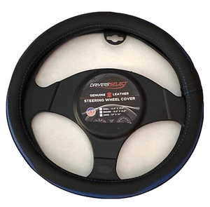 Genuine Small Leather Steering Wheel Cover for Honda Civic , Toyota 13.5”x14.5 - Picture 1 of 2