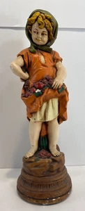 CHALKWARE GIRL MISCHIEVOUS Vintage 1930s 16" Apron Vegetables & Grapes Cream Red - Picture 1 of 7
