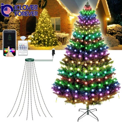 200LED Christmas Tree Light String Waterfall Waterproof Party Xmas Decor Remote - Image 1 of 4