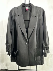 Vince Camuto Blazer Jacket Womens Size 3X Black Long Sleeve Single Breasted - Picture 1 of 10