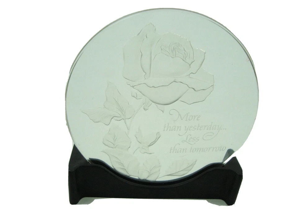 Expositor acrílico flor rosa con soporte negro para amor, madre Foto 1 de 4