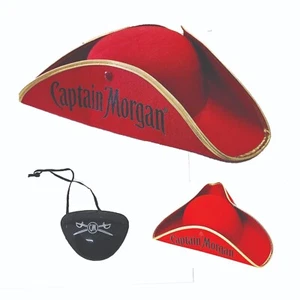 1 x Sombrero Pirata Capitán Morgan Jamacian Ron + 1 x Parche para Ojos NUEVO SIN ETIQUETAS MAN CAVE - Imagen 1 de 5