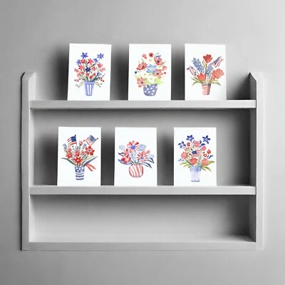 CRYPTIC PAPER CO Set of 6 Independence Day Patriotic 4th of July Greeting Cards with Envelopes