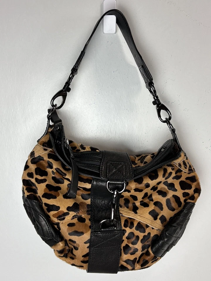 Andrew Marc Bolso de Mano de Cuero Negro Estampado Animal Bolso Cartera En muy buen estado Hobo Foto 1 de 4