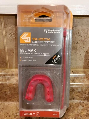 Shock Doctor Gel Max Convertible Correa/Sin Tirantes Adulto Protector Bucal Gel Max Rojo Foto 1 de 2