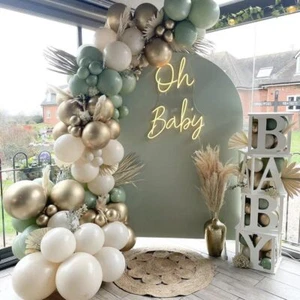 Sage Green Balloon Garland Arch Kit 153pcs Sand White Chrome Metallic Gold Av... - Picture 1 of 8