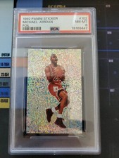1992 MICHAEL JORDAN PANINI STICKER FOIL #102 BULLS PSA 8 NEAR MINT New Slab
