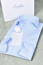 NEW Fralbo Napoli handmade cotton shirt 42 US 16.5 regular fit blue striped
