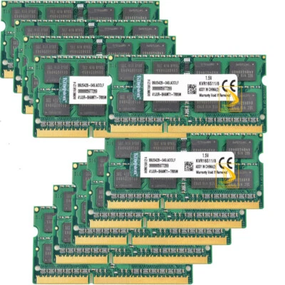 Kingston 10x 8GB 2RX8 PC3-12800S DDR3 1600Mhz 204Pin SODIMM Laptop Memory RAM” - Image 1 of 4