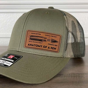 Anatomy Of A Pew 2nd Amendment Patriotic 2A Leather Patch Hat Green/Camo - Picture 1 of 4