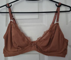 Brown Bralette Bra Size 10-12 Non-Wired. Stretchy Material Adjustable Straps VGC