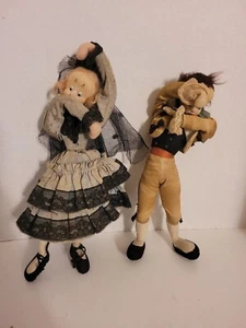 2 Roldan Klumpe Doll Flamingo Dancers 12" & 11" - Picture 1 of 8