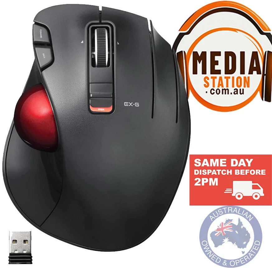 Wireless Trackball Mouse Japan Elecom Thumb 6 Buttons Tilt M-XT3DRBKG Gaming EXG - Image 1 of 4