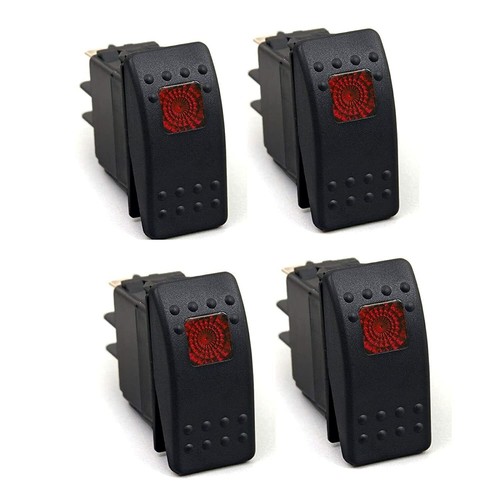 4Pack 12V 20 Amp Red LED On/Off Boat Marine SPST 3P Rocker Switch with ...
