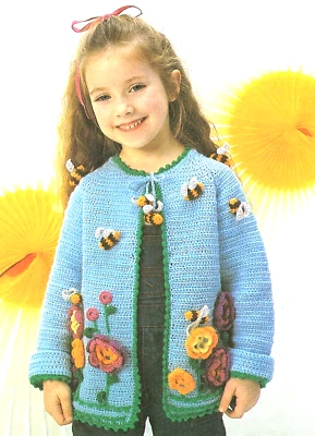 ADORABLE Child's Jacket + Bees & Flowers/Crochet Pattern INSTRUCTIONS ONLY - Image 1 of 2