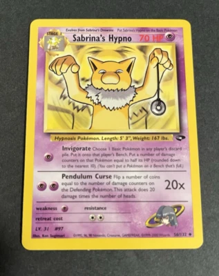 Sabrina's Hypno  Gym Challenge Unlimited Regular  Uncommon 56/132 2000 F/S - Image 1 of 2