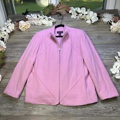 Abrigo Jones New York Signature Talla 18W Plus Mujer Rosa Cremallera Completa Chaqueta Foto 1 de 4