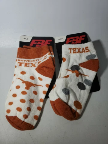 2 PAIR NCAA Texas Longhorns Socks Size Child 8-13 NEW Cover