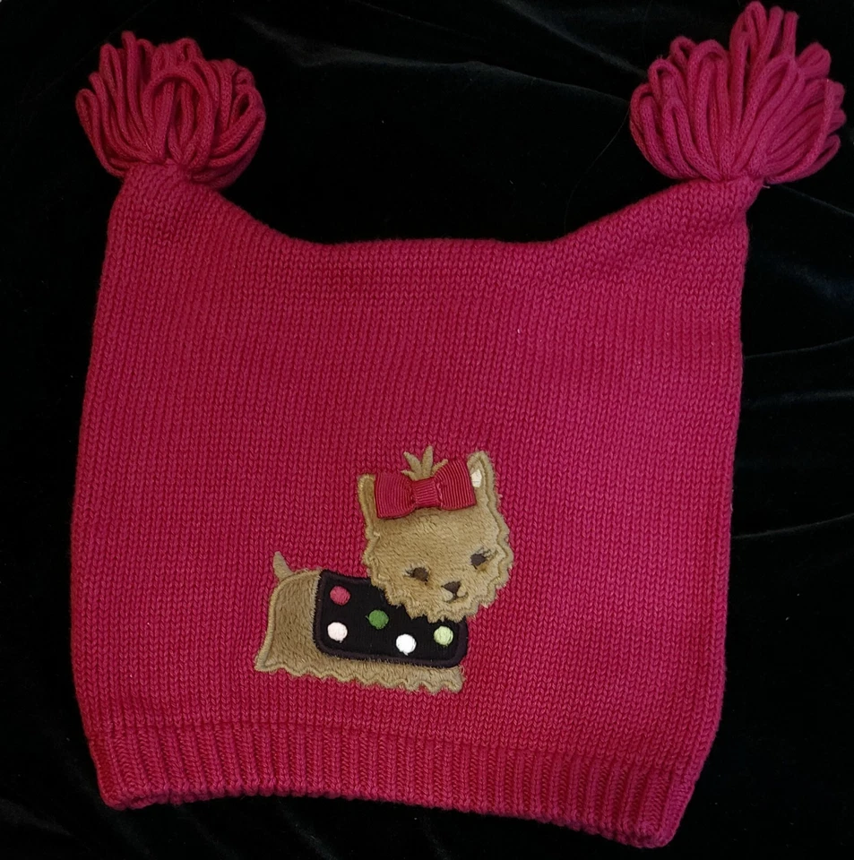 GYMBOREE Bordado Tejido Invierno Cachorro Sombrero Borlas 12-24 meses Rosa Tostado Lunares Foto 1 de 4