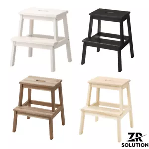 Large 100 Kg Wooden Step Stool 2 Steps Ladder Heavy Duty Home Kitchen Bathroom - Picture 1 of 13