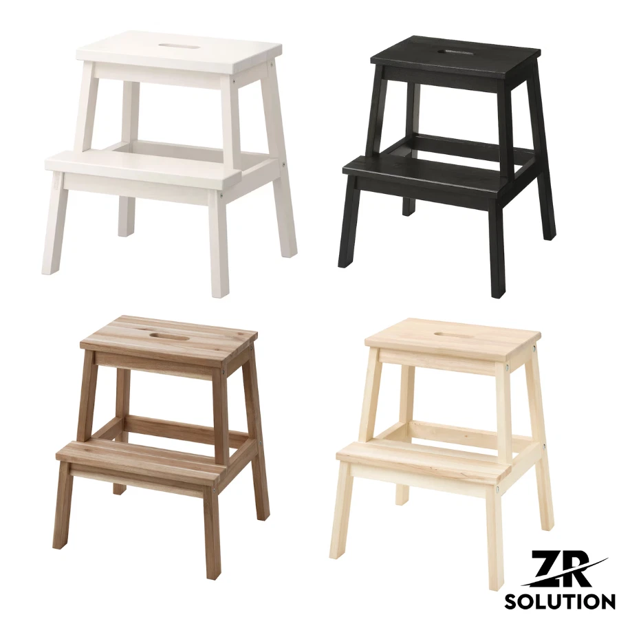 Large 100 Kg Wooden Step Stool 2 Steps Ladder Heavy Duty Home Kitchen Bathroom - Image 1 of 1