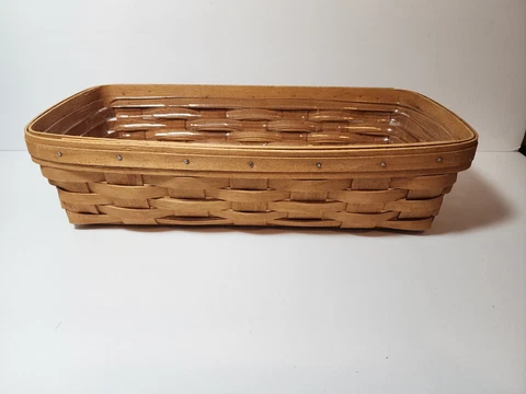 Longaberger 1993 Bread Basket With Plastic Protector Liner Wood Vintage Gift Cover
