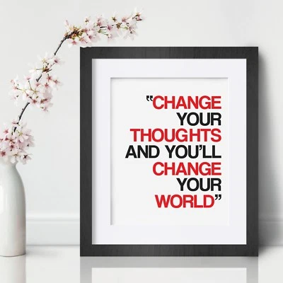 MY VINYL STORY Change your thought Inspirational Wall Art Print Motivational Quote Poster Decor