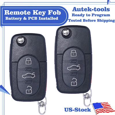 2 for 1998 1999 2000 2001 2002 Audi A4 A6 A8 S4 S6 S8 TT Remote Flip Key Fob - Image 1 of 4