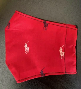 Washable Reusable Pocket Filter Handmade Cotton Polo Pony Face Mask Red Black - Picture 1 of 3