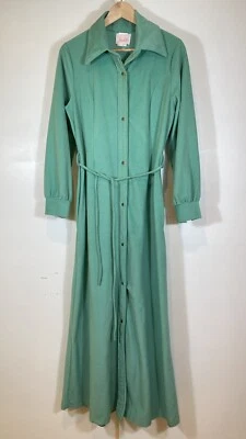 Bata vintage Paulette Chicago Loungewear talla mediana frente a presión verde mar  Foto 1 de 4