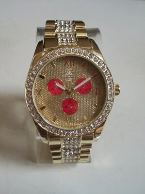Hombre Acabado Rojo y Oro Pulsera Moda Vestir Casual Hip Hop Reloj Foto 1 de 4