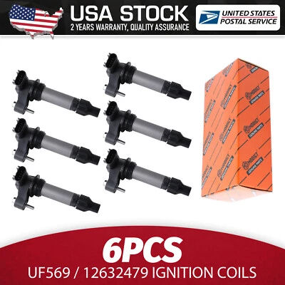New Black Reliable 6x Ignition Coil 12632479 For Chevrolet Malibu V6 3.6L 08-12 - Image 1 of 4