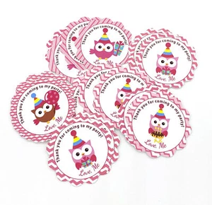 Etiquetas de agradecimiento de búho favores de cumpleaños, decoración de baby shower de búho - Imagen 1 de 2