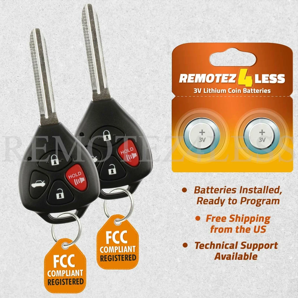 2 For 2010 2011 2012 2013 Toyota Corolla Venza Keyless Car Remote Uncut Key Fob - Изображение 1 из 1