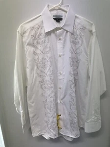 Camisa Johnston & Murphy Manga Larga Abotonada Ajuste A Medida Western Grande 0524 - Imagen 1 de 6